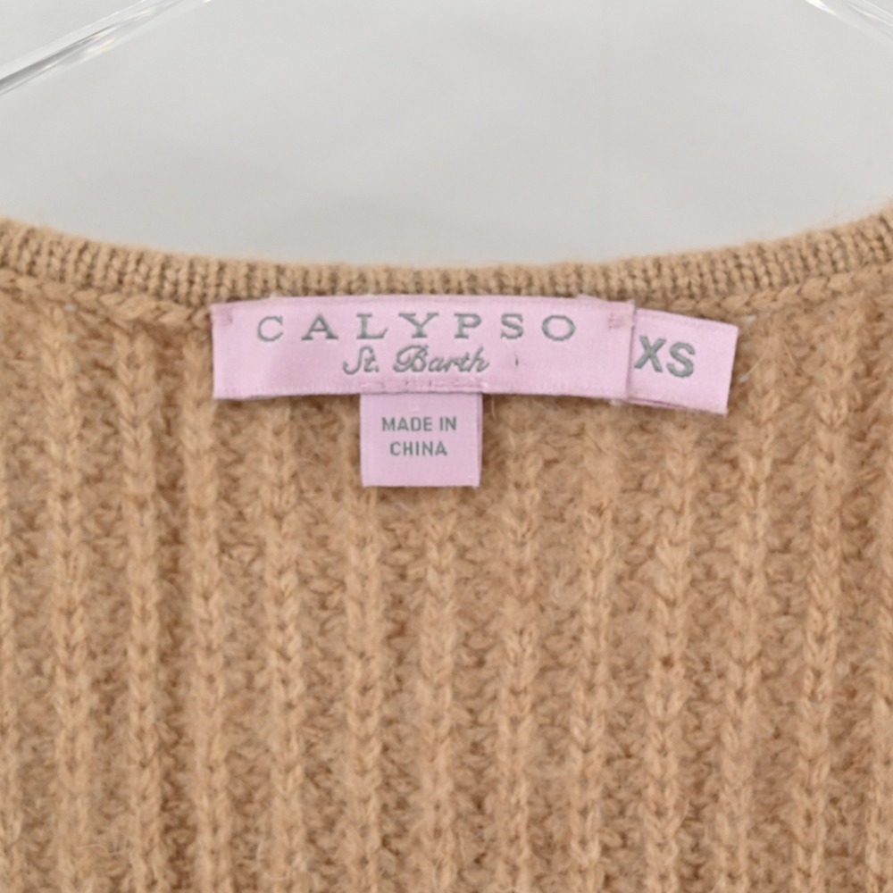 Calypso St Barth Fringe Cardigan Womens Size XS Tan Wool Alpaca Boho Rabbit Hair - Picture 6 of 13